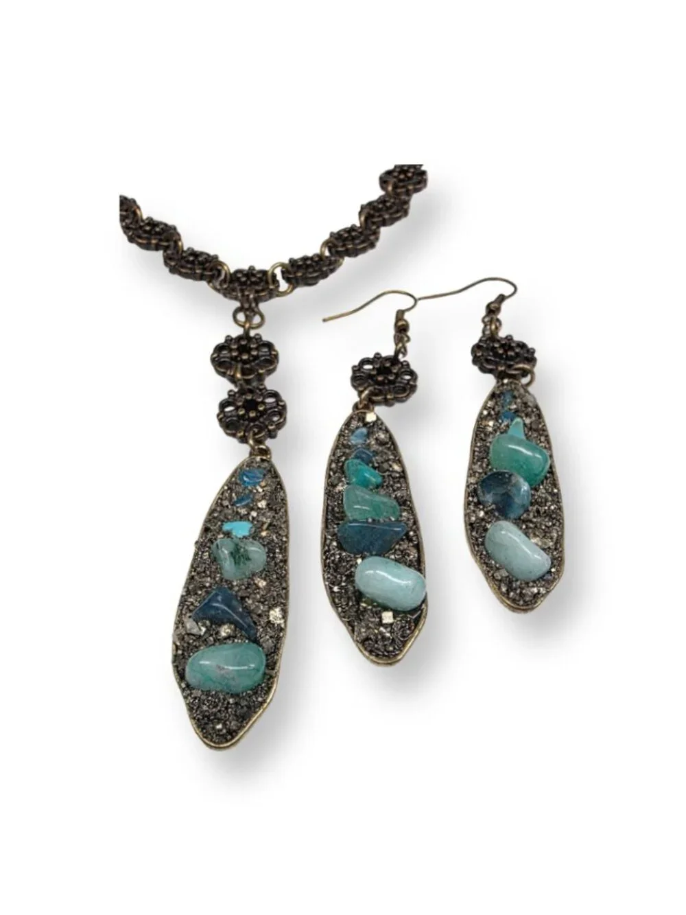 Turquoise and Pyrite Necklace